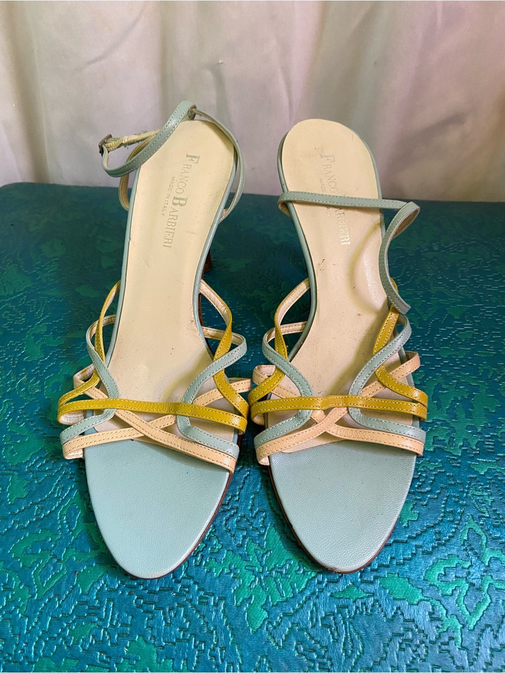 Franco Barbieri Light Blue Multi-Color Strappy Heels
